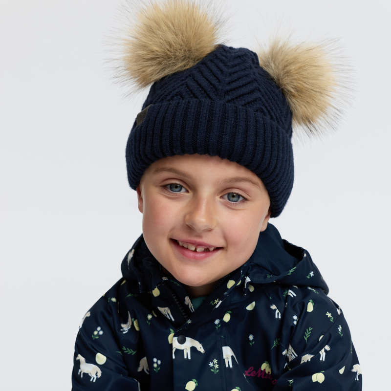 LeMieux Mini Double Pom Beanie - Navy-3
