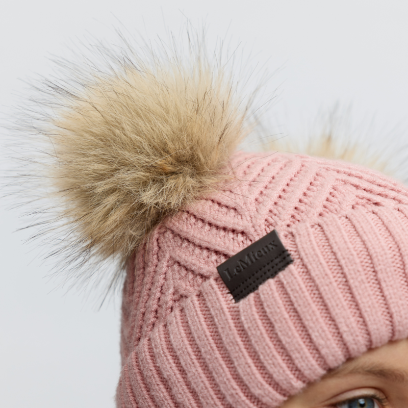LeMieux Mini Double Pom Beanie - Petal-3