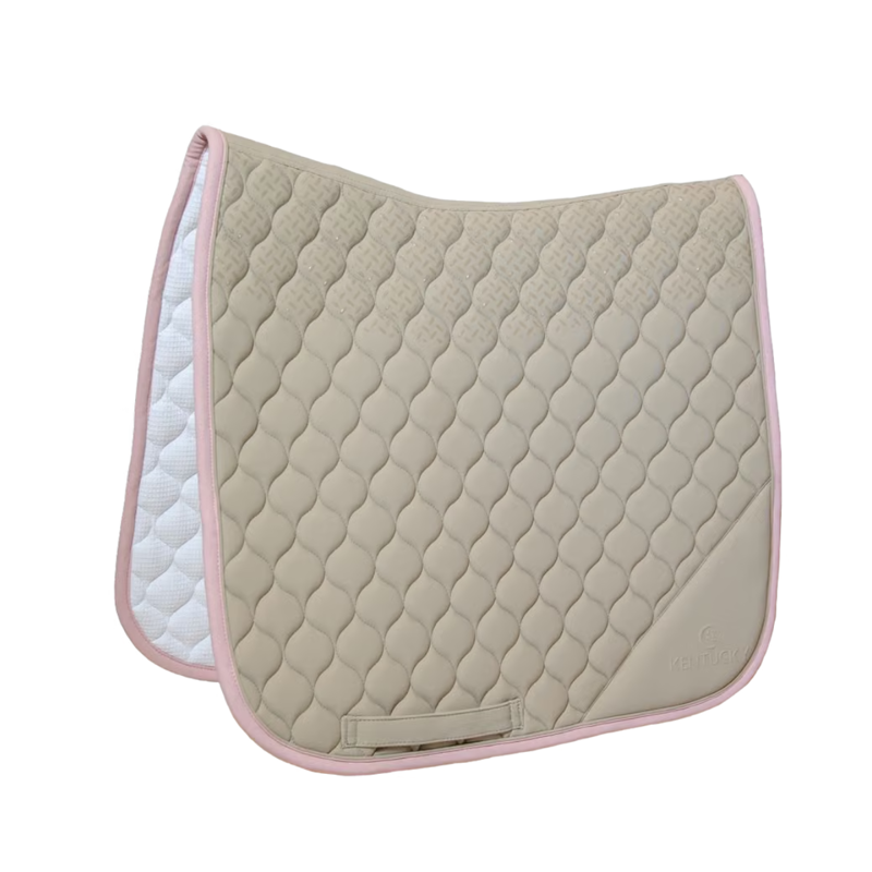 Kentucky Softshell Onion Quilt Dressage Saddlepad Full - Beige/Old Rose-3