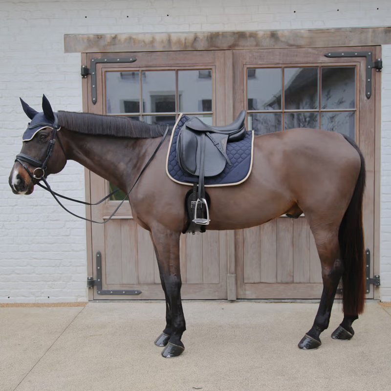 Kentucky Softshell Onion Quilt Dressage Saddlepad - Navy/Beige-3