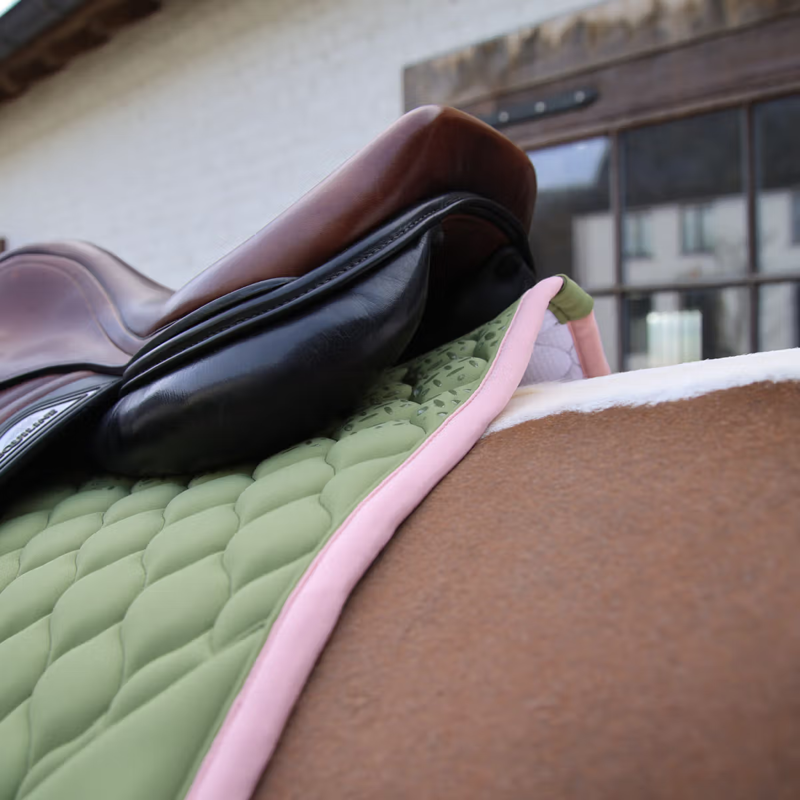 Kentucky Softshell Onion Quilt Jumping Saddlepad Full - Khaki/Old Rose-3