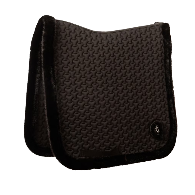 Kentucky Fake Fur Plaited Quilt Dressage Saddlepad Full - Black-3