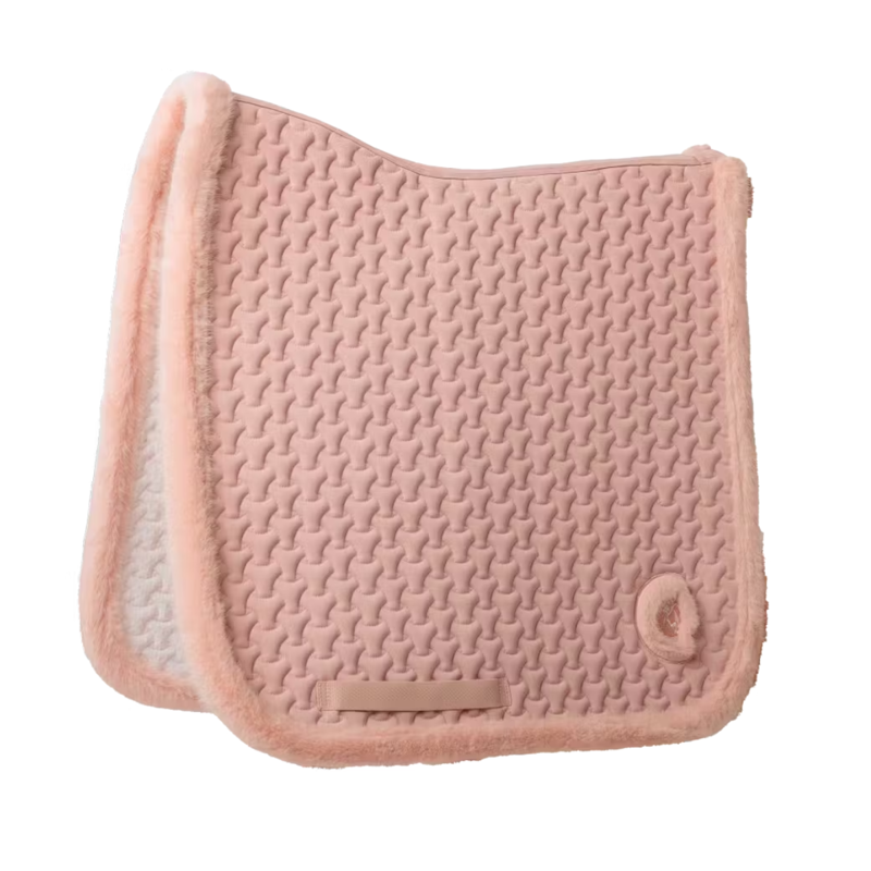 Kentucky Fake Fur Plaited Quilt Dressage Saddlepad Full - Old Rose-3