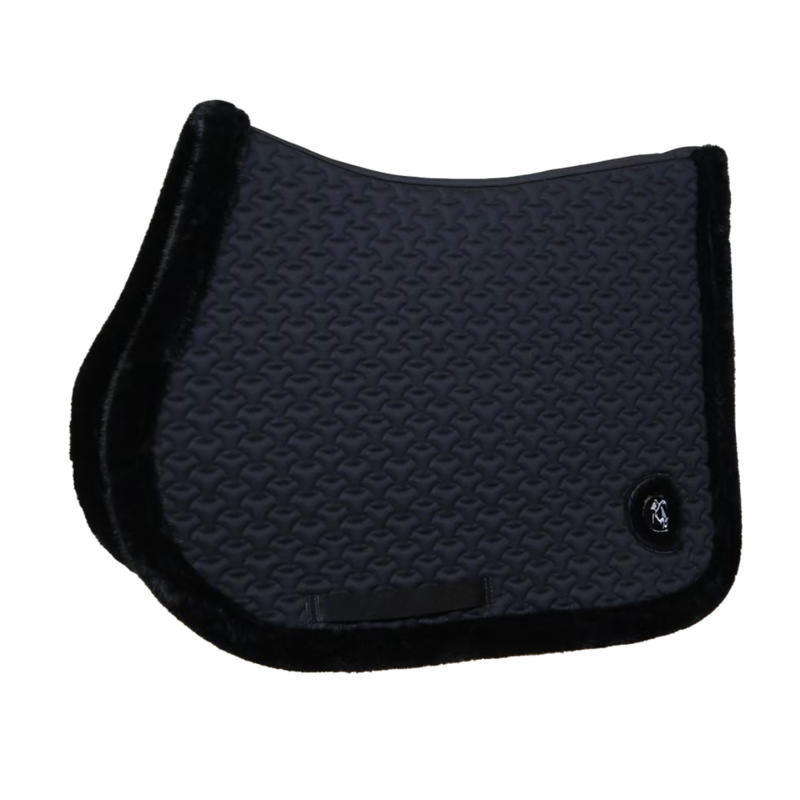 Kentucky Fake Fur Plaited Quilt Jumping Saddlepad Full - Black-3
