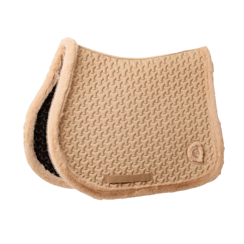 Kentucky Fake Fur Plaited Quilt Jumping Saddlepad Full - Beige-3