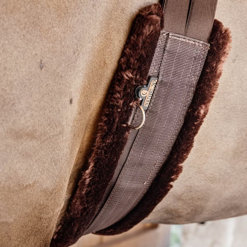 Kentucky Sheepskin Elasticated Girth - Brown/Brown-3