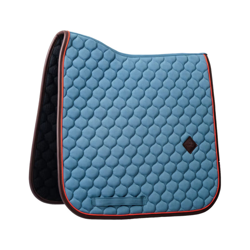 Kentucky Onion Quilt Neon Leather Dressage Saddlepad Full - Blue-3