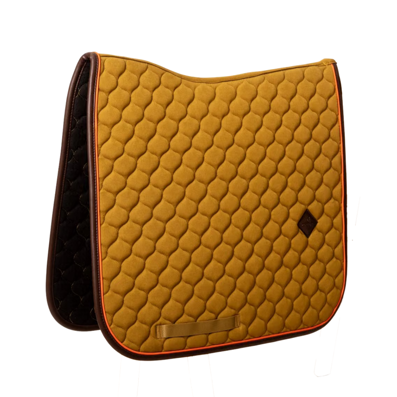 Kentucky Onion Quilt Neon Leather Dressage Saddlepad Full - Khaki-3