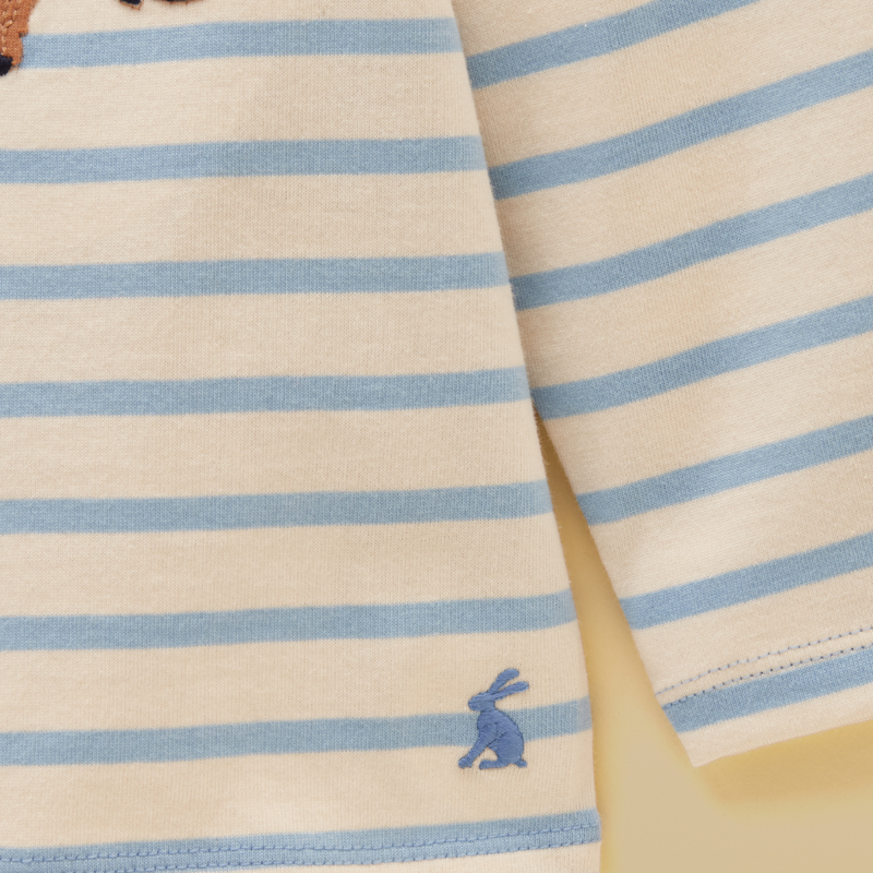 Joules Girls' Ava Applique Long Sleeve T-Shirt - Blue Stripe-4