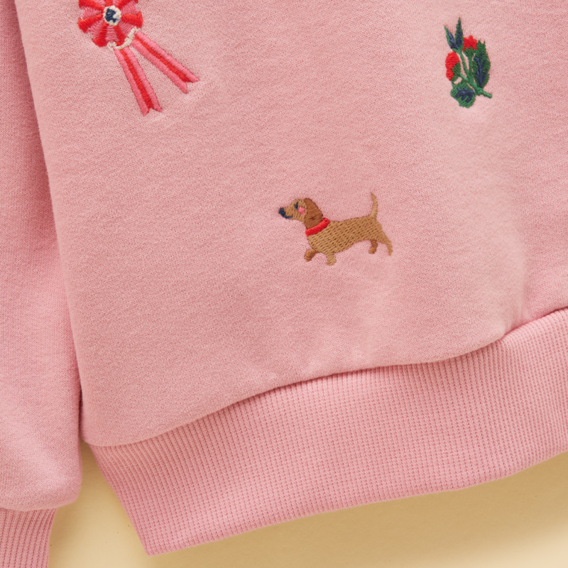 Joules Girls' Avery Embroidered Sweatshirt - Pink-3