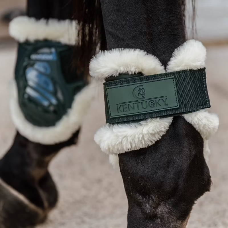 Kentucky Vegan Sheepskin Young Horse Fetlock Boots - Dark Green-3