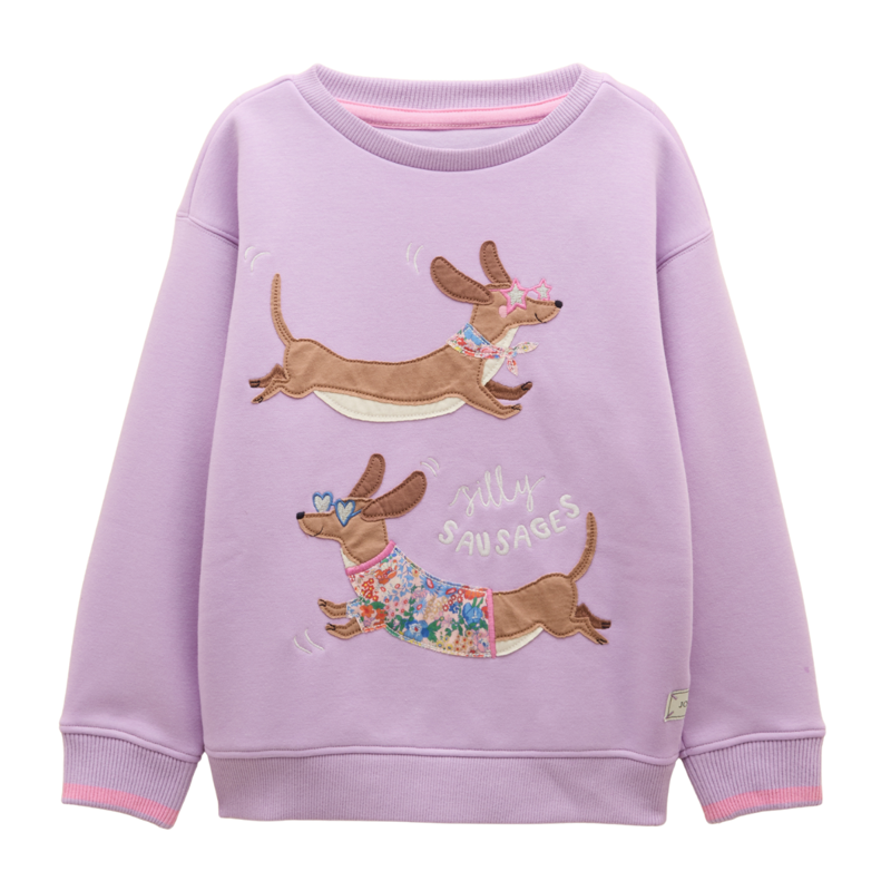 Joules Girl's Mackenzie Sweatshirt - Lilac Dogs
