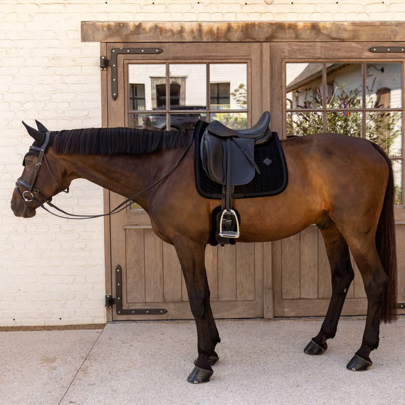 Kentucky Mini Pearls Velvet Dressage Saddlepad Full - Black-4