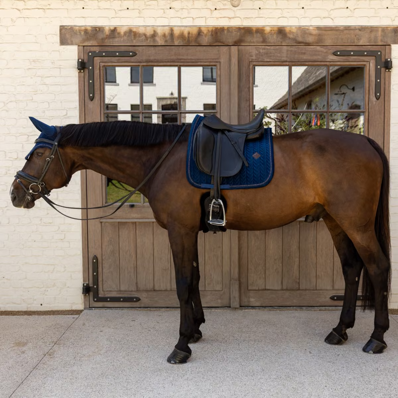 Kentucky Mini Pearls Velvet Dressage Saddlepad Full - Navy-3