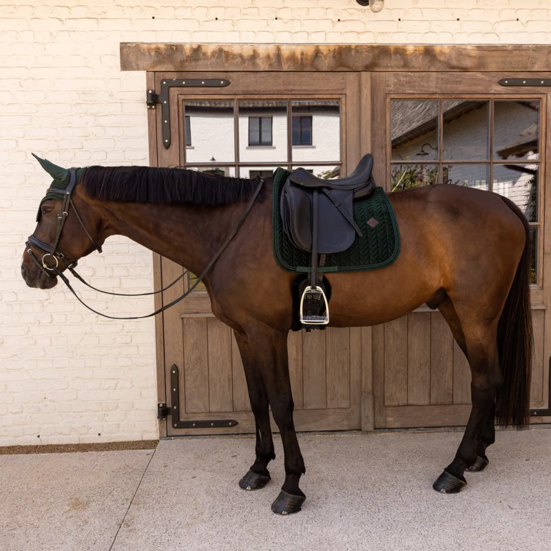 Kentucky Mini Pearls Velvet Dressage Saddlepad Full - Pine Green-3