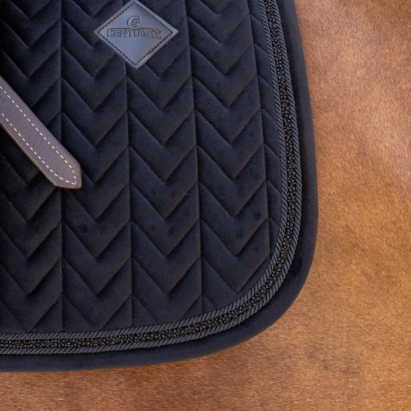 Kentucky Mini Pearls Velvet Show Jumping Saddlepad - Black-3