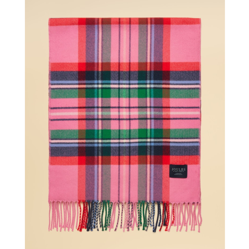 Joules Ladies Langtree Scarf - Pink/Green Check-3