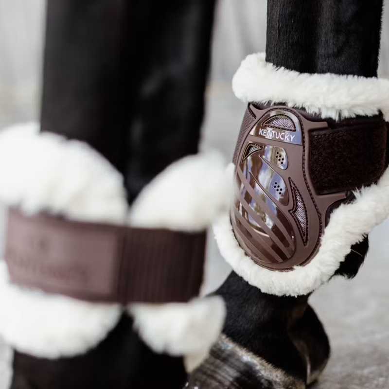 Kentucky Vegan Sheepskin Young Horse Fetlock Boots - Brown-3