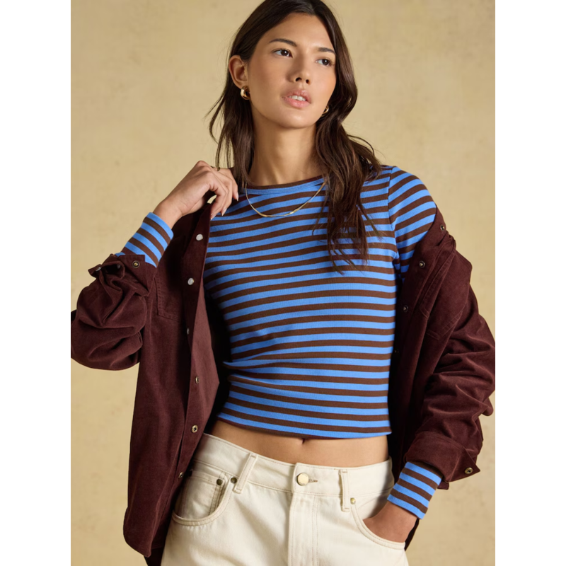 Joules Ladies Sophie T-Shirt - Blue/Brown-2