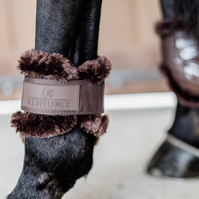 Kentucky Vegan Sheepskin Young Horse Fetlock Boots - Brown/Brown-3