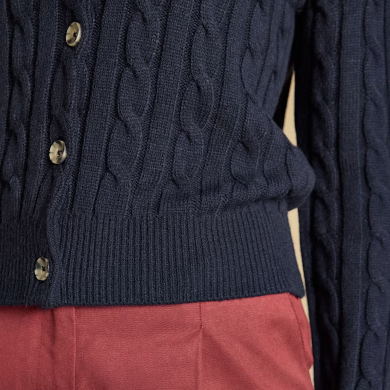 Joules Ladies Cable Cardigan - Navy-4