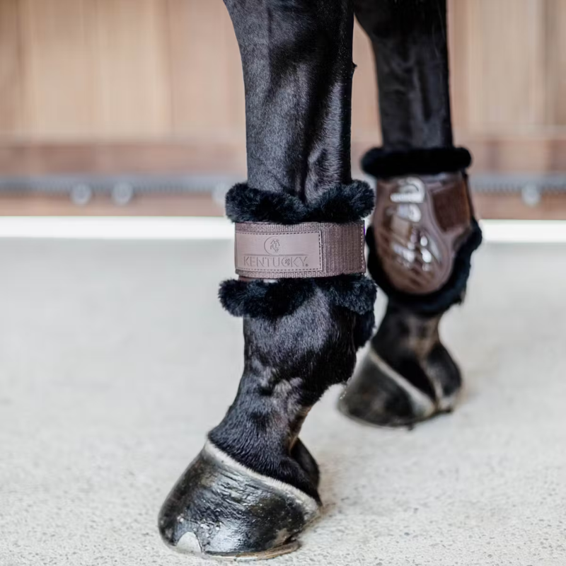Kentucky Vegan Sheepskin Young Horse Fetlock Boots - Brown/Black-3