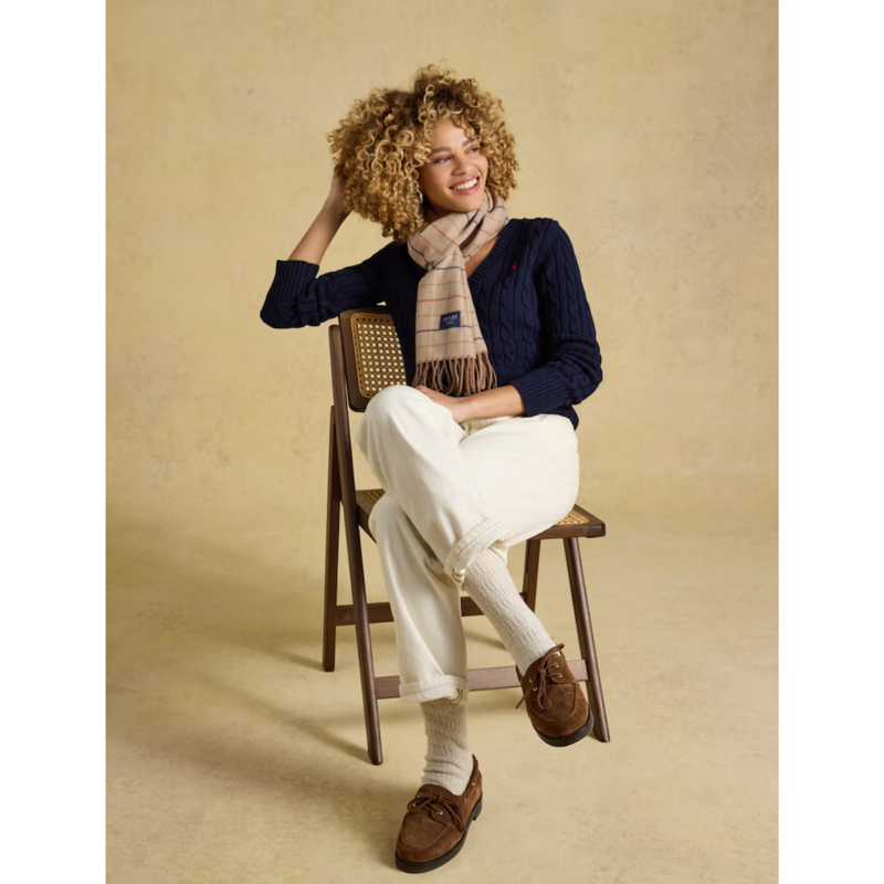 Joules Ladies Langtree Scarf - Neutral Check-3