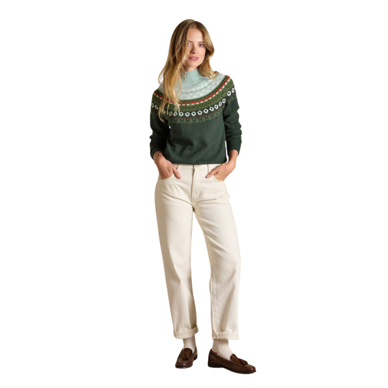 Joules Ladies Landscape Fairisle Jumper - Green-2