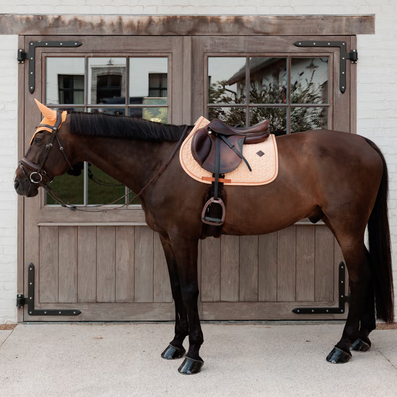 Kentucky Velvet Flags Printing Jumping Saddlepad - Orange-3