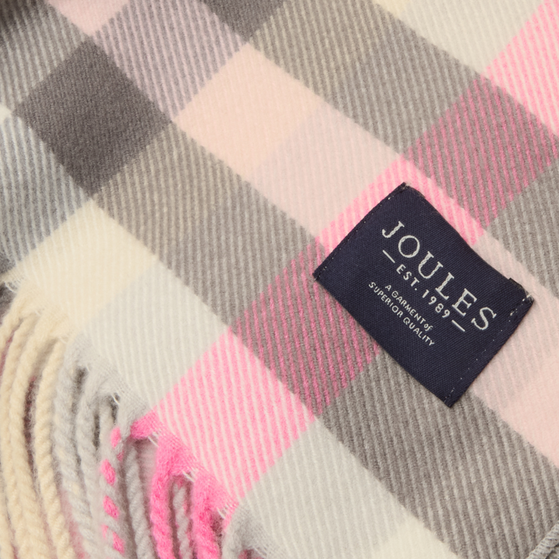 Joules Ladies Langtree Scarf - Pink/Grey Gingham-4