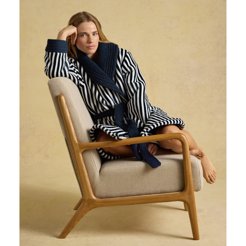 Joules Ladies Matilda Dressing Gown - Navy/Cream Stripe-3