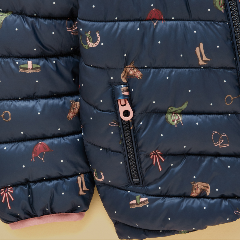 Joules Girls' Cairn Coat - Navy Horse-3