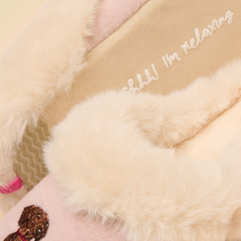 Joules Ladies Slippet Luxe Slippers - Pink Dog-3