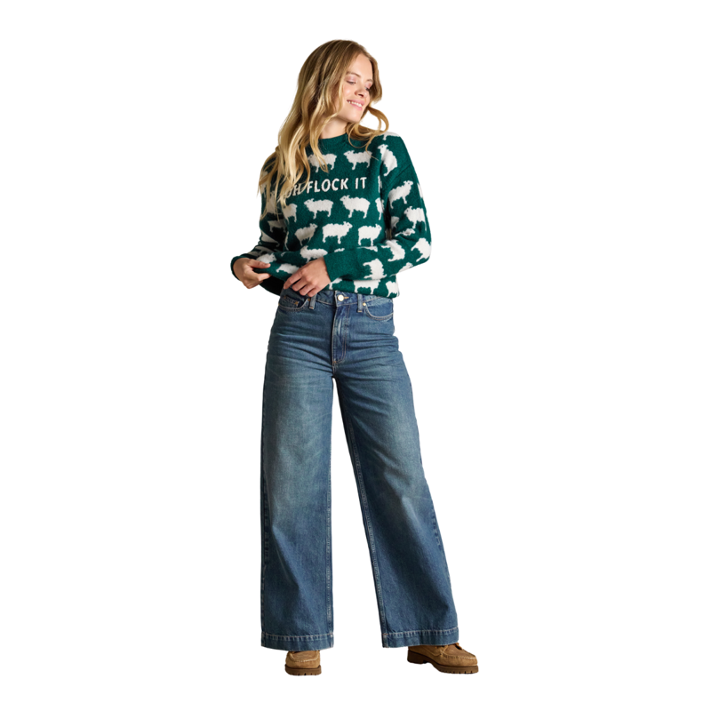 Joules Ladies Flock Knit Jumper - Green-3