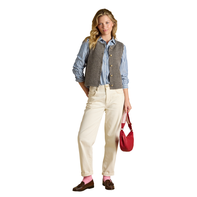 Joules Ladies Holly Button Through Knitted Vest - Brown-5