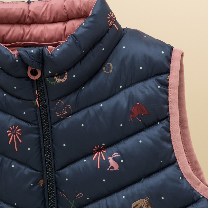 Joules Girls' Crofton Gilet - Navy Horse-3