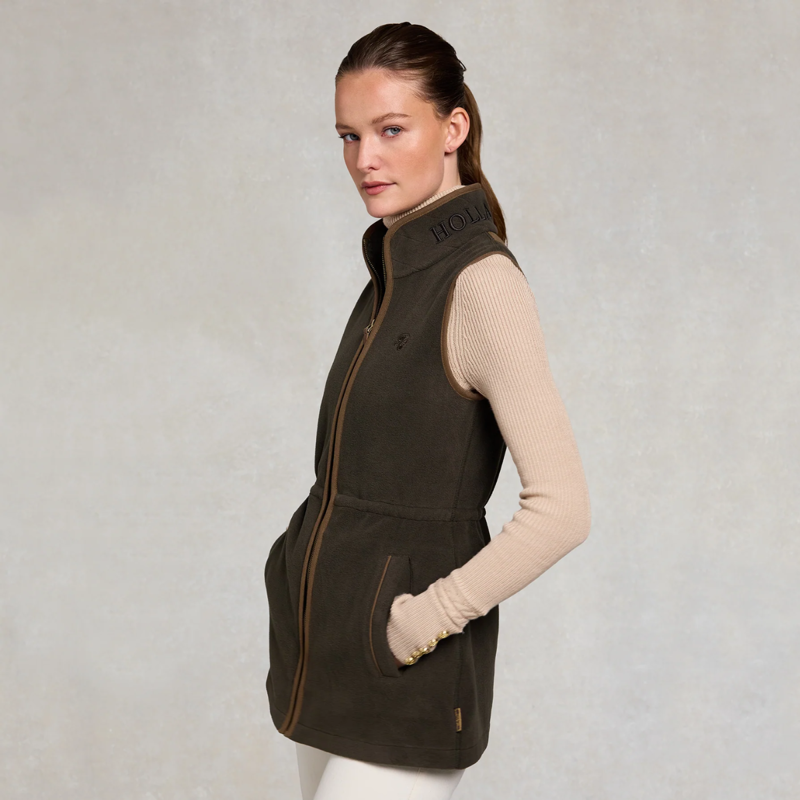 Holland Cooper Country Longline Fleece Gilet - Khaki-1