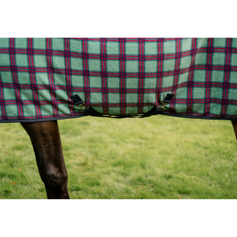 Horseware Rhino Fleece Cooler - Holiday Collection - Green Check/Navy/Red-3