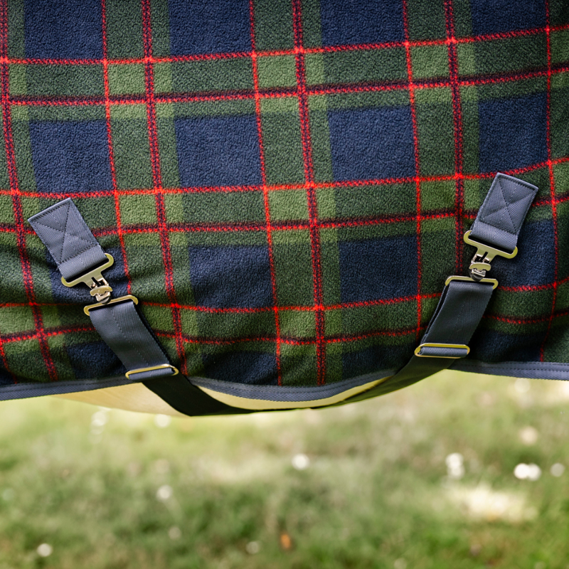 Horseware Rhino Pony Fleece Cooler - Holiday Collection - Navy Check/Green/Red-2