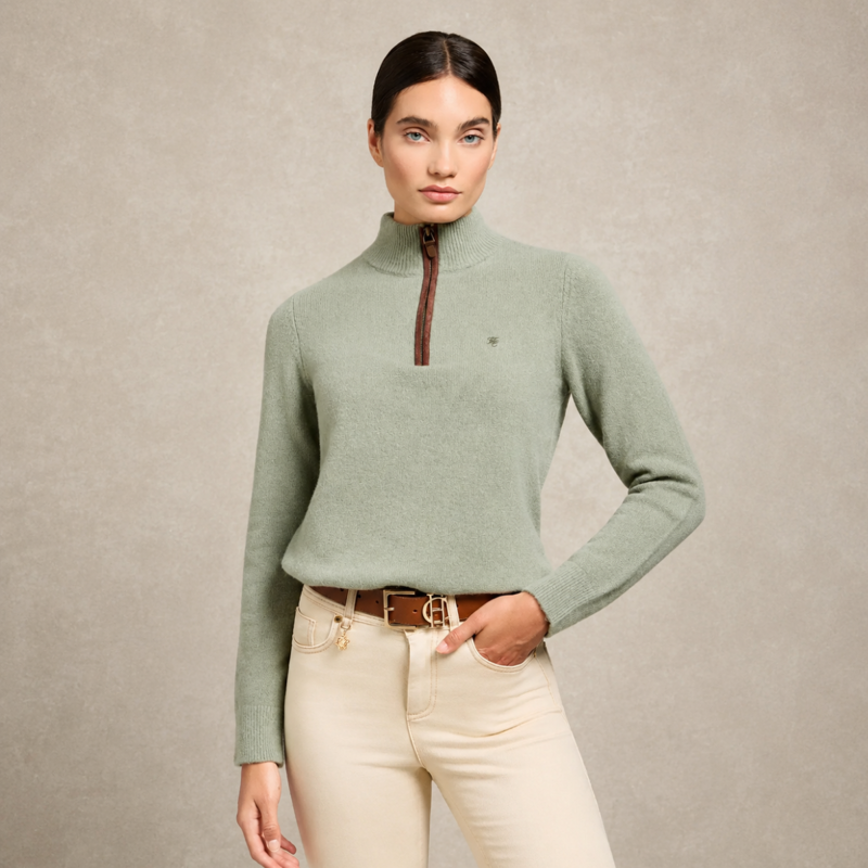 Holland Cooper Country Quarter Zip Knit - Sage