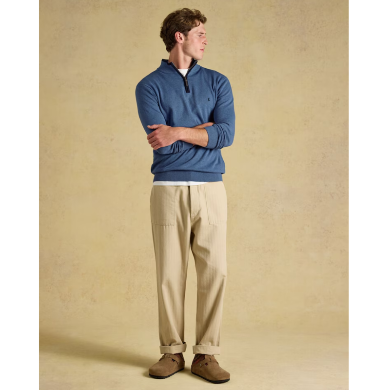 Joules Men's Hillside 1/4 Zip Knitted Jumper - Blue-2