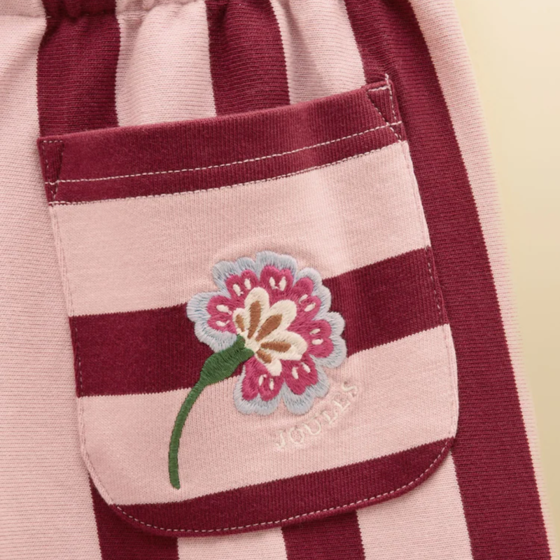 Joules Girls' Sloane Pull On Trousers - Pink Stripe-3