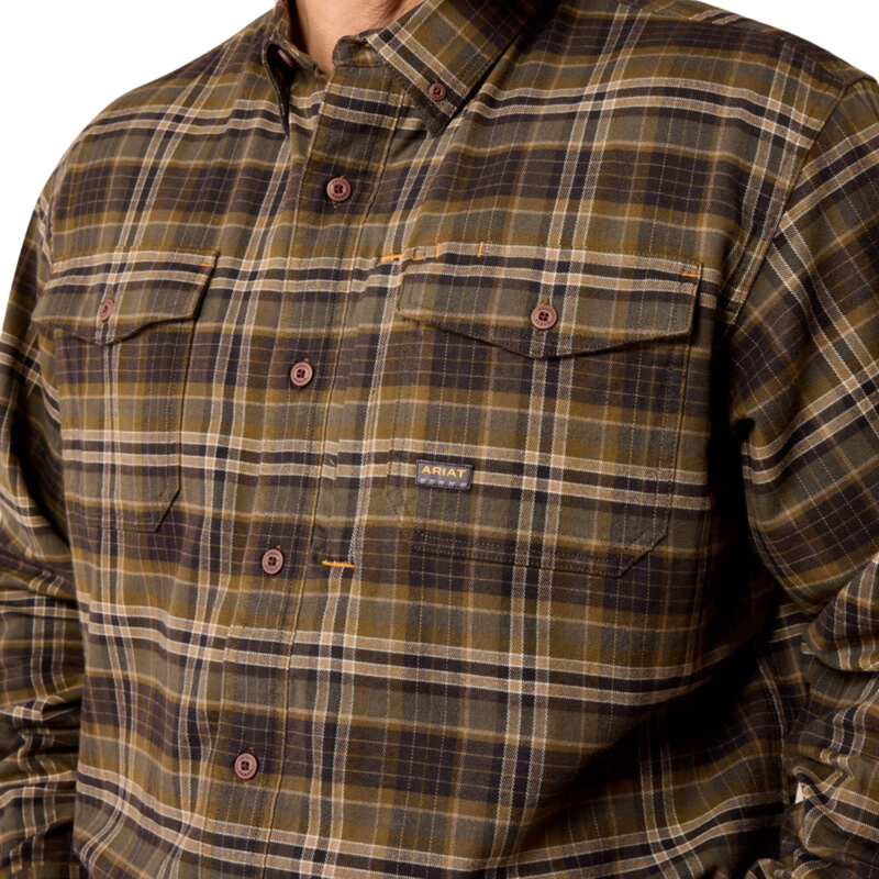 Ariat Men's Rebar Flannel DuraStretch Work Shirt - Earth-3