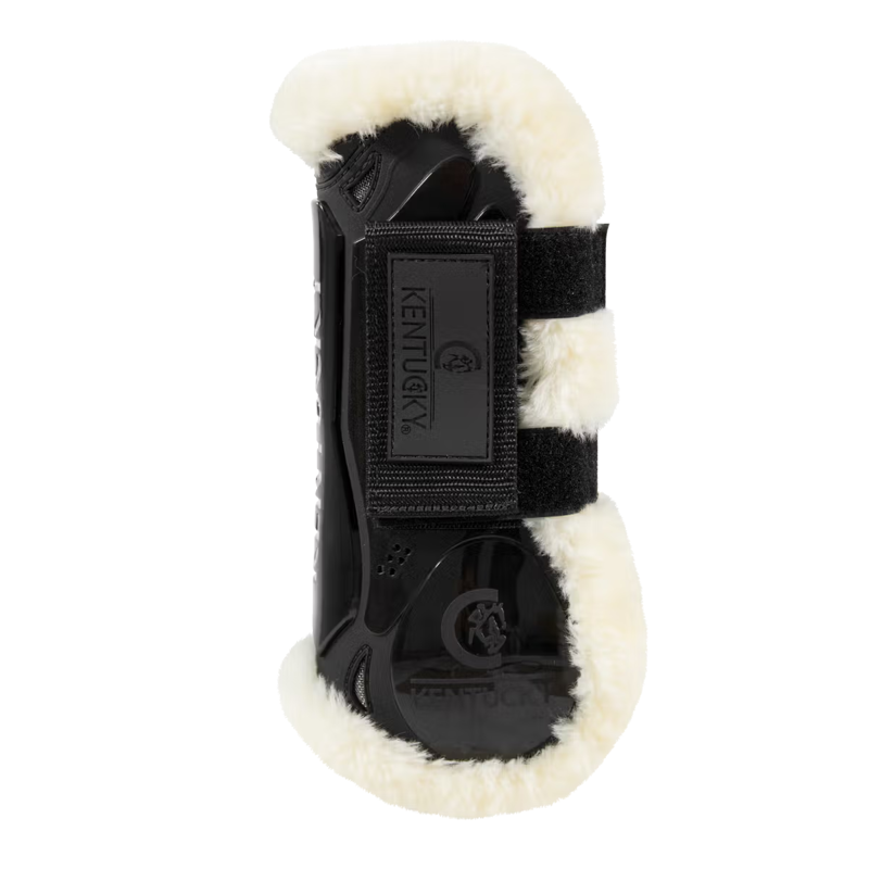 Kentucky Vegan Sheepskin Velcro Tendon Boots - Black