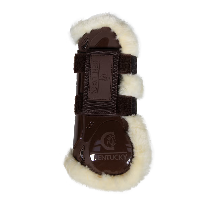 Kentucky Vegan Sheepskin Velcro Tendon Boots - Brown