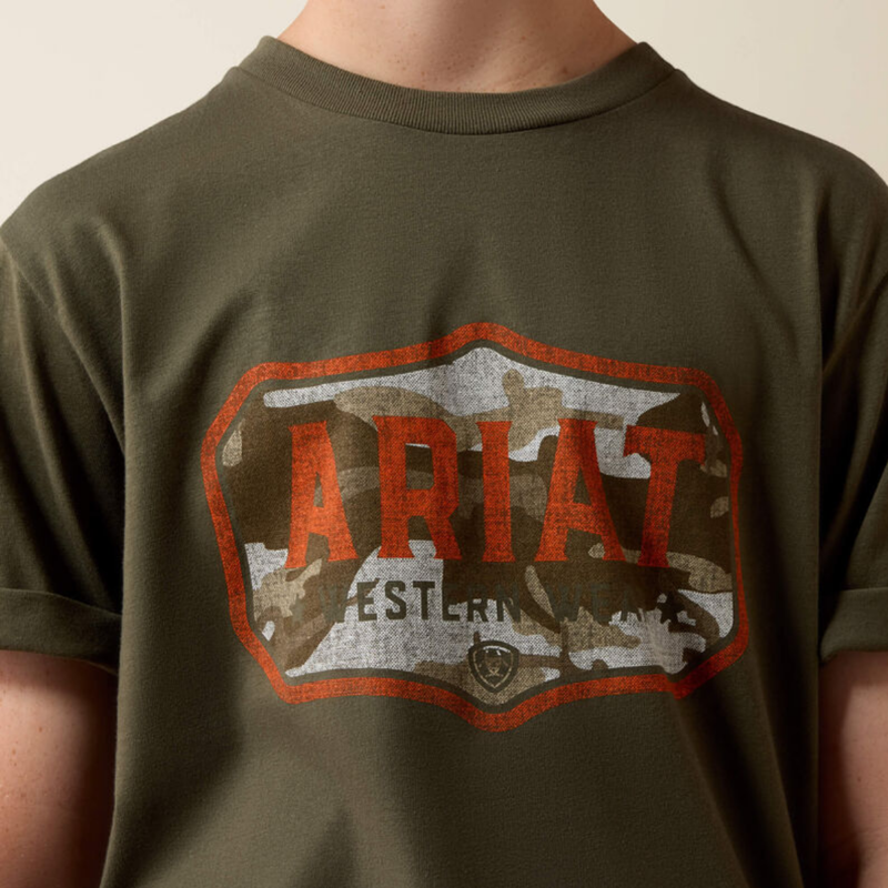 Ariat Youth Wild Creek Camo T-Shirt - Army Green-3
