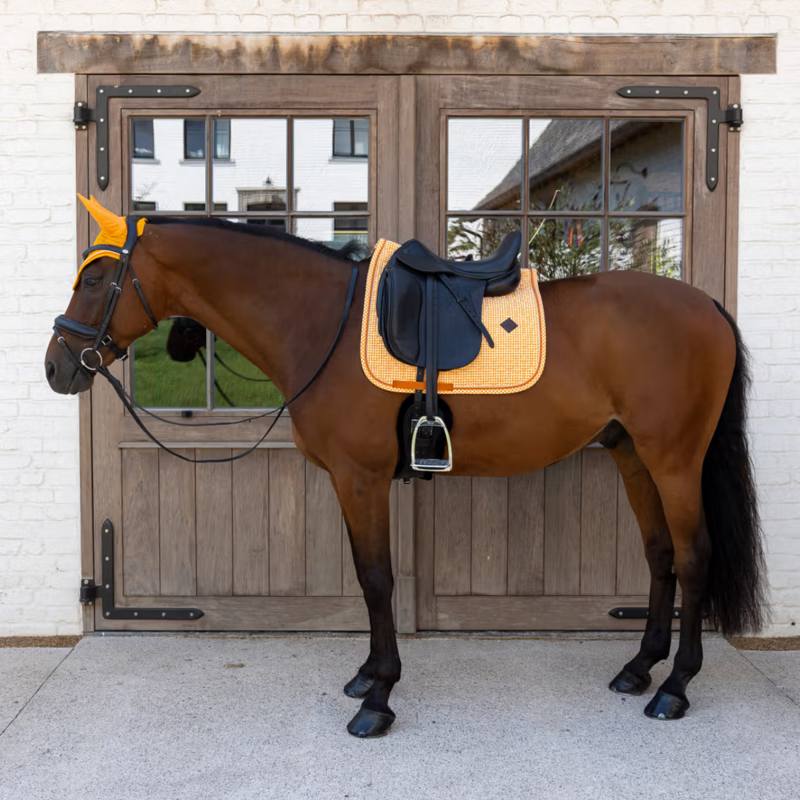 Kentucky Velvet Flags Printing Dressage Saddlepad - Orange-3