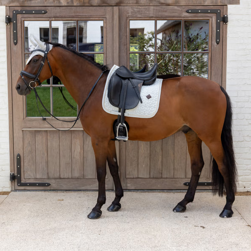 Kentucky Velvet Pied-De-Poule Printing Dressage Saddlepad - Grey/White-3