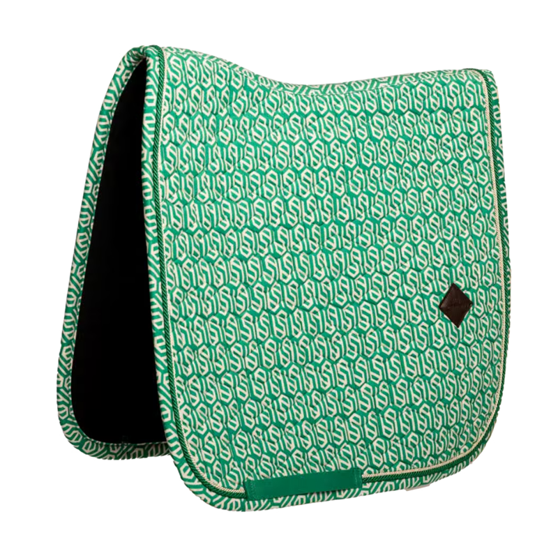 Kentucky Velvet Maze Cipher Printing Dressage Saddlepad - White/Green-3