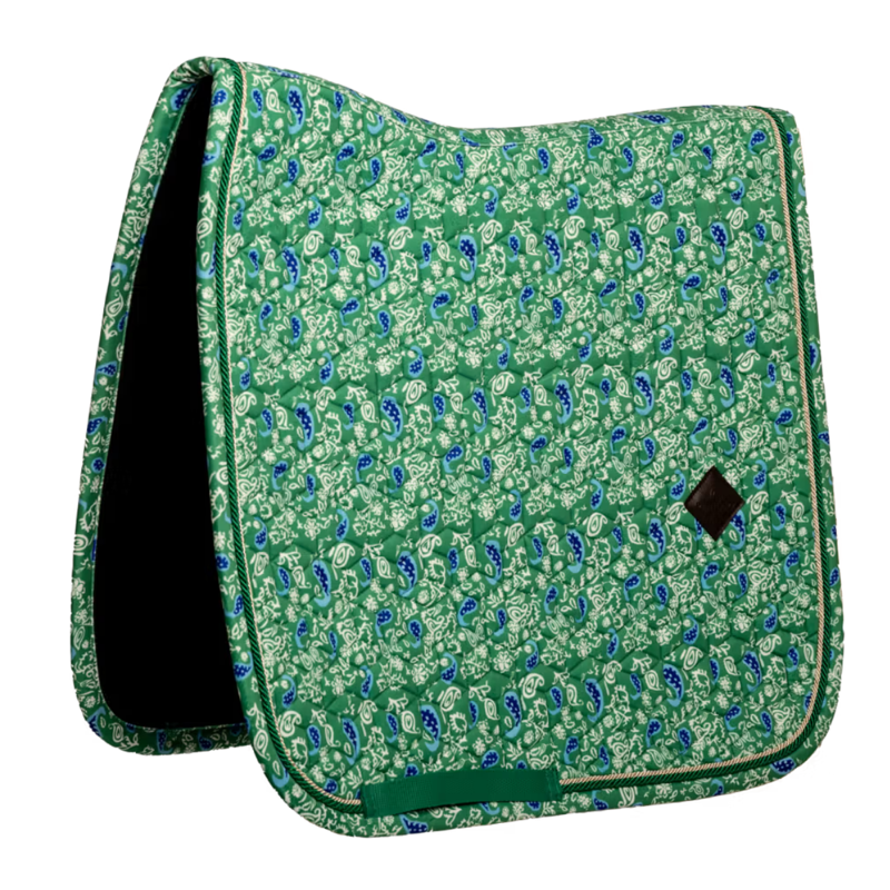 Kentucky Velvet Paisley Garden Printing Dressage Saddlepad - Green/Navy-3